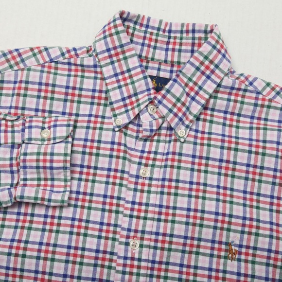 Ralph Lauren Other - Ralph Lauren Shirt Mens Large Multicolor Plaid Cotton Button Down Flesh Pony